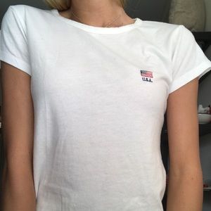 White Brandy Melville USA Flag shirt